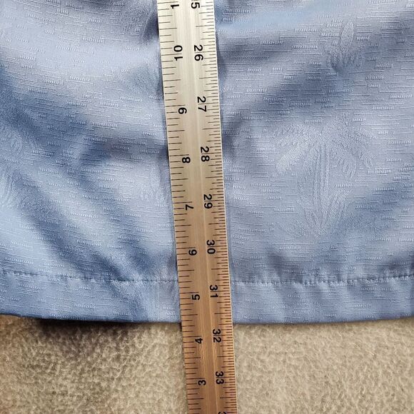 Passion Shirt Men 2XL Blue Polyester Short Sleeve Side Slit Collared Button Down - Picture 4 of 8